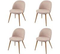 4x chaise de salle à manger HWC-D53, fauteuil, style rétro années 50, en tissu beige