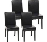 Lot de 4 chaises de séjour Littau ~ simili-cuir, noir, pieds foncés