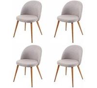 4x chaise de salle à manger HWC-D53, fauteuil, style rétro années 50, en tissu gris clair