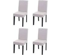 4x chaise de salle à manger chaise de cuisine Littau textile, beige crème, pieds foncés