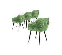 ML-Design Fauteuils Repas - Velours Vert - Lot de 4