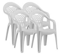 Lot de 4 chaise pegane en resine empilable non pliable H. 86 cm exterieur blanc Blanc G