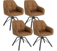 Lot de 4 Chaise pivotante en similicuir - WOLTU - Marron clair - Assise Rembourrée - Pieds en métal