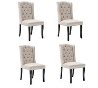 Lot de 4 Chaise Rembourrée Velours avec Garniture en Tête de Clou,Chaise de Cuisine Salon Lounge Loisirs Salle à Manger Beige