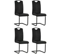 vidaXL 4X Chaise de Salle à Manger Cantilever Noir Chaises à Manger Cuisine