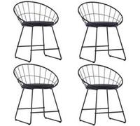 Vidaxl Chaises De Salle à manger Similicuir 4 Pcs Noir Acier