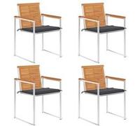vidaXL Chaises de jardin 4 pcs. avec coussins bois massif acacia
