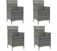 Lot de 4 chaise vidaxl en resine tressee empilable non pliable H. 88 cm exterieur gris Gris G