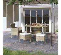 vidaXL 4-tlg. Set de hotte de jardin et d'hochet Poly Rattan Grau