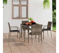 Lot de 4 chaise vidaxl exterieur empilable non pliable en resine tressee H. 88 cm gris Gris G