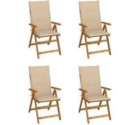 vidaXL Chaise à haut dossier Réglable 4 pièces avec coussins Bois massif Acacia