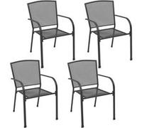 vidaXL Chaises de jardin Mesh-Design Lot de 4 empilables Anthracite Acier H. 88 cm