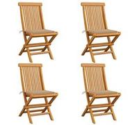 Lot de 4 chaise vidaxl H. 89 cm non pliable en bois massif exterieur Beige G