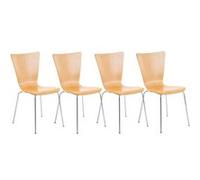 Lot de 4 Chaises Empilables Aaron I Chaises Visiteur en Bois Dossier Siège Ergonomique et Confortable I Hauteur Assise 45 cm I Couleur:, Couleur:Nature