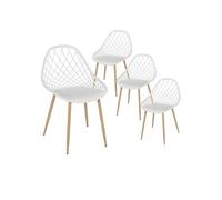 Lot de 4 Chaises Blanches Coque Arrondie - TRESSIE -