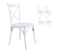 Kosmi Lot de 4 chaises Blanches Style BISTROT en résine polypropylène