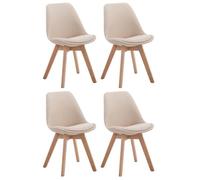 Lot de 4 Chaises - CLP - Borneo V2 - Tissu - Bois Massif - Style Scandinave Moderne