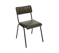 Lot de 4 chaises coloris vert kaki en cuir / fer - Longueur 46,5 x Profondeur 51,5 x Hauteur 78 cm
