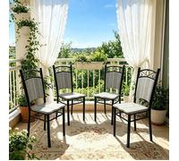 Lot de 4 Chaises Contemporaines Cadre Métal Assise Bois Lisse, Résistante Facile à Nettoyer pour Salon Salle de Réunion