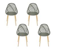 Lot de 4 chaises d\'extérieur Alameda - Vert Olive - Fauteuils de Jardin