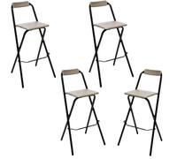Lot de 4 chaises de bar pliantes LOUNA - H. 97,5 cm - Beige