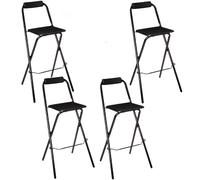 Toilinux - Lot de 4 chaises de bar pliantes LOUNA - H. 97,5 cm - Noir