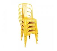 Lot de 4 chaises de bistrot assise (H)442 mm, en acier galvanisé jaune
