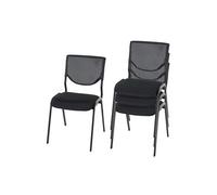 Lot de 4 chaises de conférence / visiteur T401, empilable siège noir, pieds noirs