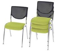 Mendler Lot de 4 chaises de conférence T401 empilable siège Vert Pieds chromés