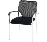 Mendler Lot de 4 chaises de conférence Tulsa empilable Noir