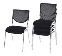 Lot de 4 chaises de conférence / visiteur T401, empilable siège noir, pieds chromés