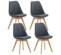 Lot de 4 chaises de cuisine Linares - CLP - Gris foncé - Simili - Bois massif - Lot de 4
