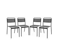 Alice's Garden - Lot de 4 chaises de Jardin Acier. 4 Places. Anthracite. Amelia. L44 x P52 x H79cm