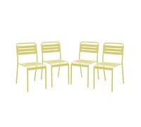 sweeek - Lot de 4 chaises de Jardin Acier. 4 Places. Jaune. Amelia. L44 x P52 x H79cm