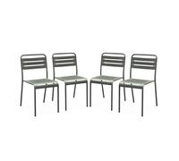 Alice's Garden - Lot de 4 chaises de Jardin Acier. 4 Places. Kaki. Amelia. L44 x P52 x H79cm