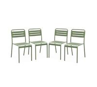 sweeek - Lot de 4 chaises de Jardin Acier. 4 Places. Vert. Amelia. L44 x P52 x H79cm