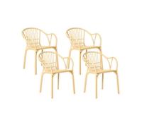 BELIANI Lot de 4 chaises de jardin beige Polypropylène léger plastique résistant aux intempéries intérieur extérieur moderne