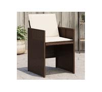 vidaXL Chaises de jardin Lot de 4 avec coussins Marron Poly Rattan