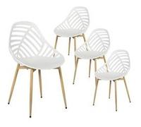 Lot de 4 Chaises de Jardin Coque Plastique Ajourée Blanc Pieds Métal - SAORI - ALTOBUY Blanc G