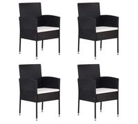 Lot de 4 Chaises de jardin coussins blanc crème 4pcs noir résine tressée Pour extérieur - 52 x 56 x 88cm SHOP90114061