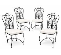 Lot de 4 chaises de jardin de style méditerranéen, modèle Cordoba, en fer noir, 105 cm