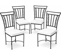 Lot de 4 chaises de jardin de style méditerranéen, modèle Ronda, en fer forgé noir, hauteur 90 cm