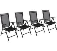 Lot de 4 chaises de jardin | dimensions de chaise env. H. 105 x W. 56 x D. 65 cm | Dossier réglable 3 voies | Tissu treillis tendu garantit un siège confortable | Alu Hochlehner chaise balcon