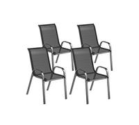 Outsunny Lot de 4 chaises de Jardin, chaises empilables, Dossier Haut incliné, Tissu en Maille Respirante, Cadre en Acier, Noir