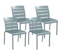 Lot de 4 chaises de jardin empilables avec assise et dossier à lattes gris Gris G