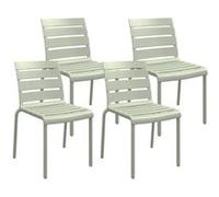 Chaises de jardin - Outsunny - lot de 4 bistro empilables assise dossier à lattes - métal - 42x54x78cm - vert