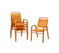 Lot de 4 chaises de jardin empilables design néo-rétro avec hauts dossiers accoudoirs acier époxy orange