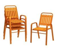 Lot de 4 chaises de jardin - Outsunny - empilables - haut dossier et accoudoirs - cadre acier - pour terrasse piscine - orange