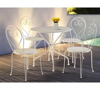 Lot de 4 chaises de jardin empilables en métal façon fer forgé - blanc - GUERMANTES de MYLIA