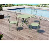 Lot de 4 chaises de jardin empilables en métal façon fer forgé - Vert amande - GUERMANTES de MYLIA
